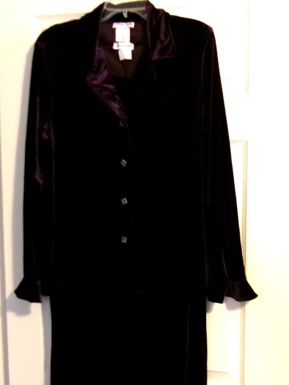 CHELSEA STUDIO Purple Velour Maxie Dress With Matching Jacket Size L